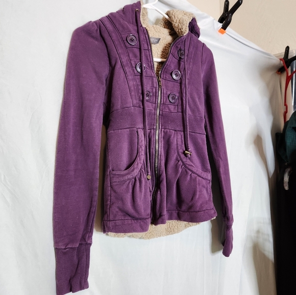 Miss Me Purple Fleece Hoodie Jacket - Picture 1 of 14